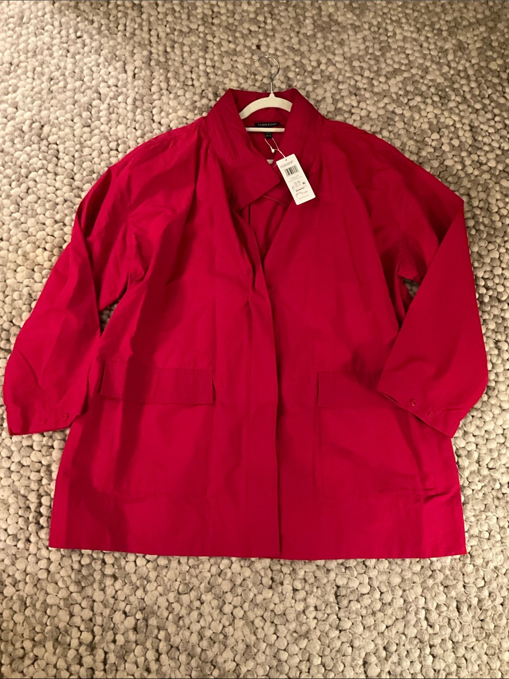 Eileen Fisher Azalea Stand Collar Hooded Coat XL NWT $278 Cotton Nylon